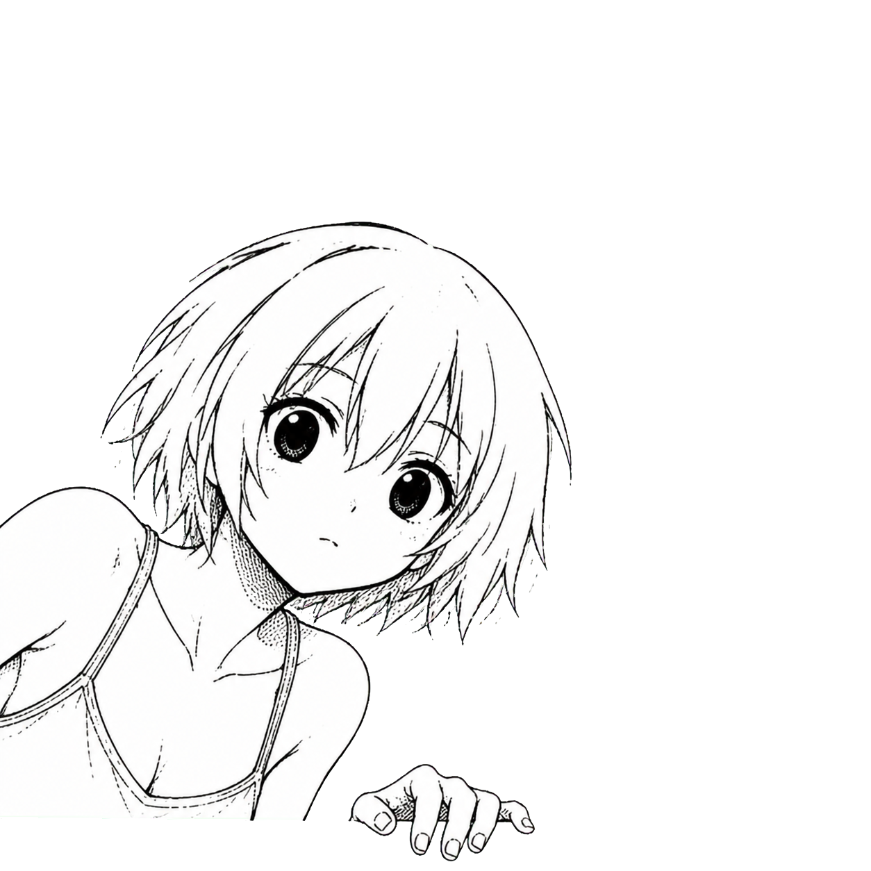 A hand-drawn anime girl quietly emerging from the lower-left edge of the file.